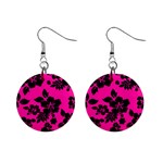 Dark Baby Pink Hawaiian Mini Button Earrings Front