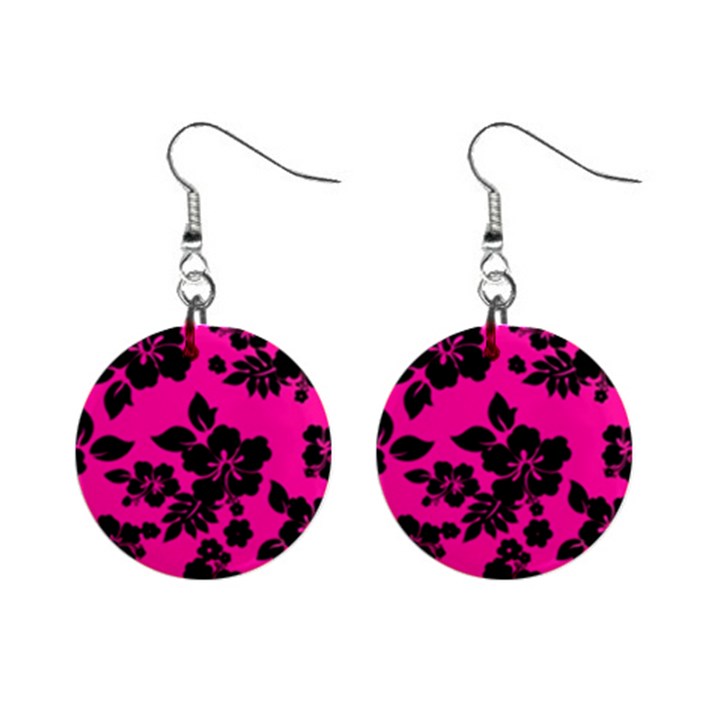 Dark Baby Pink Hawaiian Mini Button Earrings