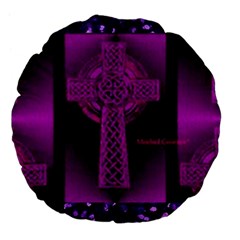 Purple Celtic Cross Large 18  Premium Flano Round Cushions by morbidcouture