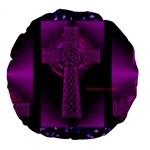 Purple Celtic Cross Large 18  Premium Flano Round Cushions Back