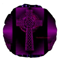 Purple Celtic Cross Large 18  Premium Round Cushions by morbidcouture