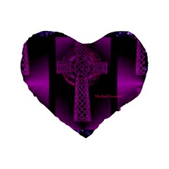 Purple Celtic Cross Standard 16  Premium Heart Shape Cushions by morbidcouture