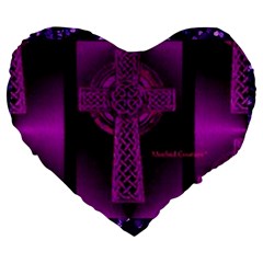 Purple Celtic Cross Large 19  Premium Heart Shape Cushions by morbidcouture