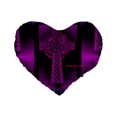 Purple Celtic Cross Standard 16  Premium Flano Heart Shape Cushions by morbidcouture