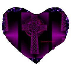 Purple Celtic Cross Large 19  Premium Flano Heart Shape Cushions by morbidcouture