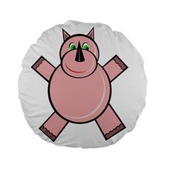 Pink Rhino Standard 15  Premium Flano Round Cushions by Valentinaart