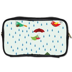 Birds In The Rain Toiletries Bags by justynapszczolka