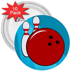 Bowling  3  Buttons (10 Pack)  by Valentinaart