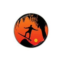 Man Surfing At Sunset Graphic Illustration Hat Clip Ball Marker (10 Pack) by dflcprints