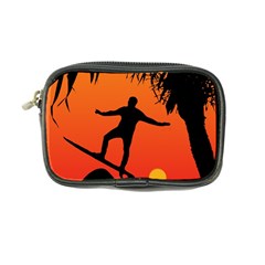 Man Surfing At Sunset Graphic Illustration Coin Purse by dflcprints