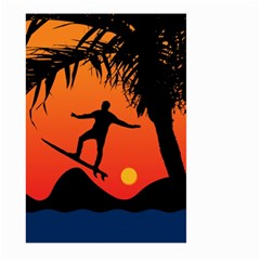 Man Surfing At Sunset Graphic Illustration Large Garden Flag (two Sides) by dflcprints