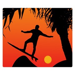 Man Surfing At Sunset Graphic Illustration Double Sided Flano Blanket (small)  by dflcprints