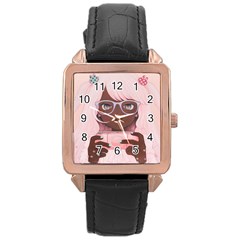 Gamergirl 3 P Rose Gold Leather Watch  by kaoruhasegawa