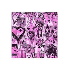 Pink Scene Kid Sketches Satin Bandana Scarf by ArtistRoseanneJones