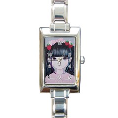 Nakayoshi Strawberry Rectangle Italian Charm Watch by kaoruhasegawa