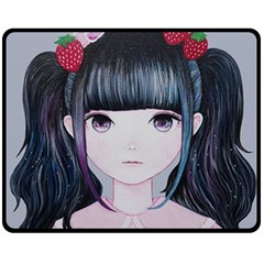 Nakayoshi Strawberry Fleece Blanket (medium)  by kaoruhasegawa