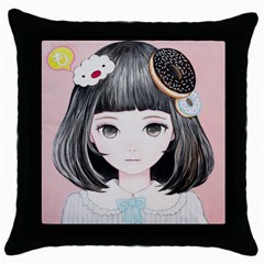 Maybe March<3 Throw Pillow Case (black) by kaoruhasegawa