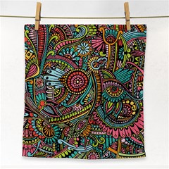 Colorful Hippie Flowers Pattern, Zz0103 Face Towel by Zandiepants