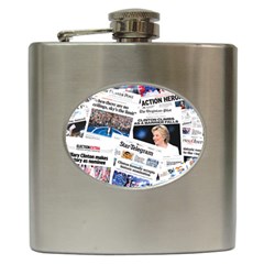 Hillary 2016 Historic Newspaper Collage Hip Flask (6 Oz) by blueamerica