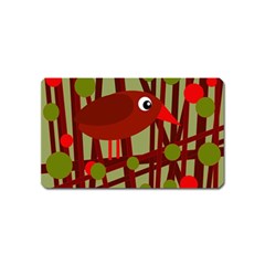 Red Cute Bird Magnet (name Card) by Valentinaart