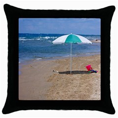 Beach Umbrella Throw Pillow Case (black) by PhotoThisxyz