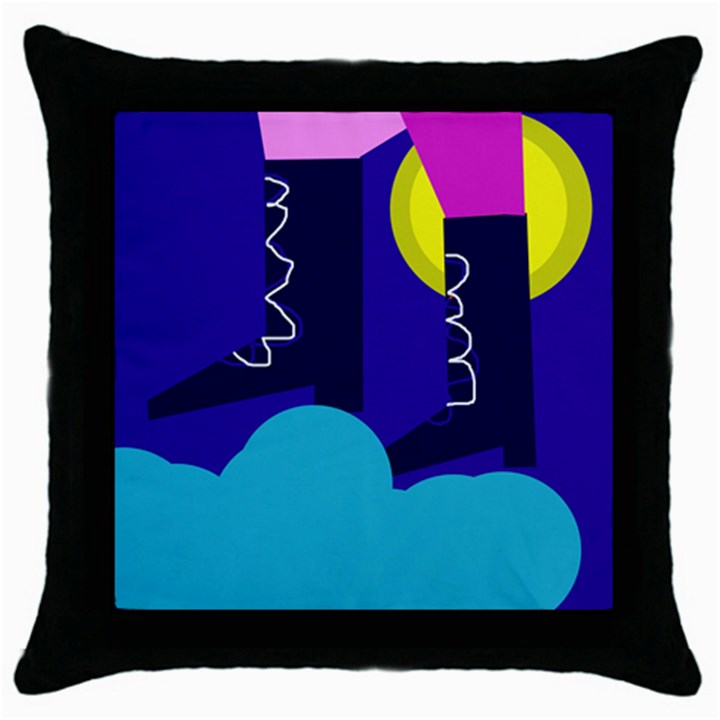 Walking on the clouds  Throw Pillow Case (Black)