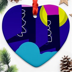 Walking On The Clouds  Heart Ornament (2 Sides) by Valentinaart