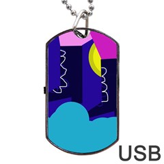 Walking On The Clouds  Dog Tag Usb Flash (one Side) by Valentinaart