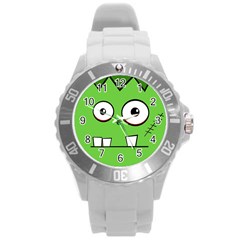 Halloween Frankenstein - Green Round Plastic Sport Watch (l) by Valentinaart