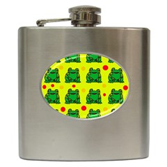 Green Frogs Hip Flask (6 Oz) by Valentinaart