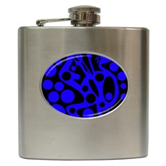 Blue And Black Abstract Decor Hip Flask (6 Oz) by Valentinaart