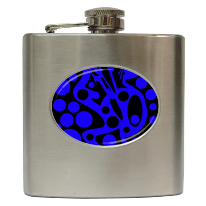 Blue and black abstract decor Hip Flask (6 oz)