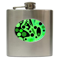 Green Abstract Decor Hip Flask (6 Oz) by Valentinaart