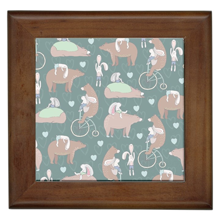 Bear Ruding Unicycle Unique Pop Art All Over Print Framed Tiles