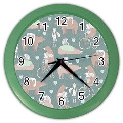 Bear Ruding Unicycle Unique Pop Art All Over Print Color Wall Clocks by CraftyLittleNodes