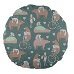 Bear Ruding Unicycle Unique Pop Art All Over Print Large 18  Premium Round Cushions Front