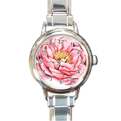 Large Flower Floral Pink Girly Graphic Round Italian Charm Watch by CraftyLittleNodes