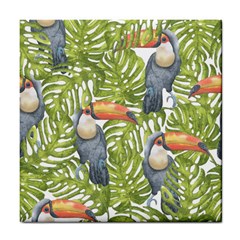 Tropical Print Leaves Birds Toucans Toucan Large Print Tile Coasters by CraftyLittleNodes