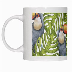 Tropical Print Leaves Birds Toucans Toucan Large Print White Mugs by CraftyLittleNodes