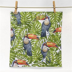 Tropical Print Leaves Birds Toucans Toucan Large Print Face Towel by CraftyLittleNodes