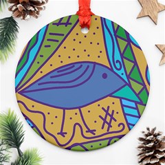 Blue Bird Round Ornament (two Sides)  by Valentinaart