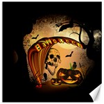 Halloween, Funny Pumpkin With Skull And Spider In The Night Canvas 12  x 12   11.4 x11.56  Canvas - 1