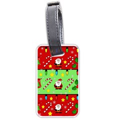 Christmas Pattern - Green And Red Luggage Tags (one Side)  by Valentinaart