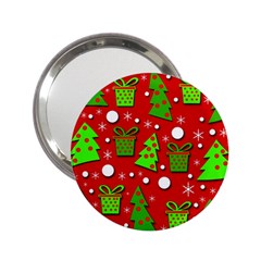 Christmas Trees And Gifts Pattern 2 25  Handbag Mirrors by Valentinaart