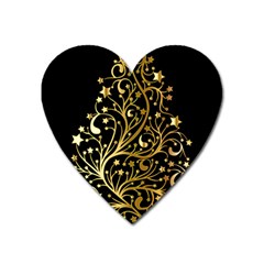 Decorative Starry Christmas Tree Black Gold Elegant Stylish Chic Golden Stars Heart Magnet by yoursparklingshop