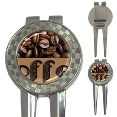 Funny Coffee Beans Brown Typography 3-in-1 Golf Divots by yoursparklingshop