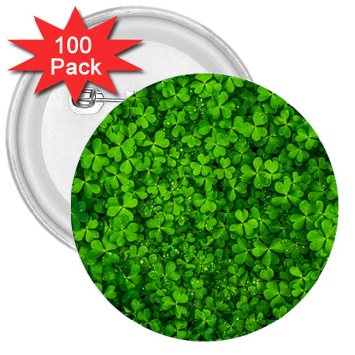 Shamrock Clovers Green Irish St  Patrick Ireland Good Luck Symbol 8000 Sv 3  Buttons (100 pack) 