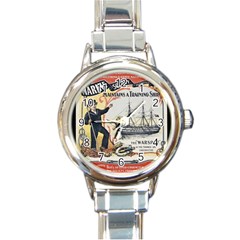 Vintage Advertisement British Navy Marine Typography Round Italian Charm Watch by yoursparklingshop