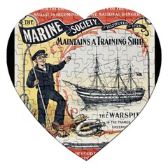 Vintage Advertisement British Navy Marine Typography Jigsaw Puzzle (heart) by yoursparklingshop