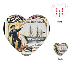 Vintage Advertisement British Navy Marine Typography Playing Cards (heart)  by yoursparklingshop